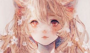 Preview wallpaper girl, ears, glance, anime, art