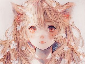 Preview wallpaper girl, ears, glance, anime, art