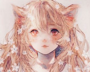 Preview wallpaper girl, ears, glance, anime, art
