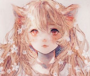Preview wallpaper girl, ears, glance, anime, art