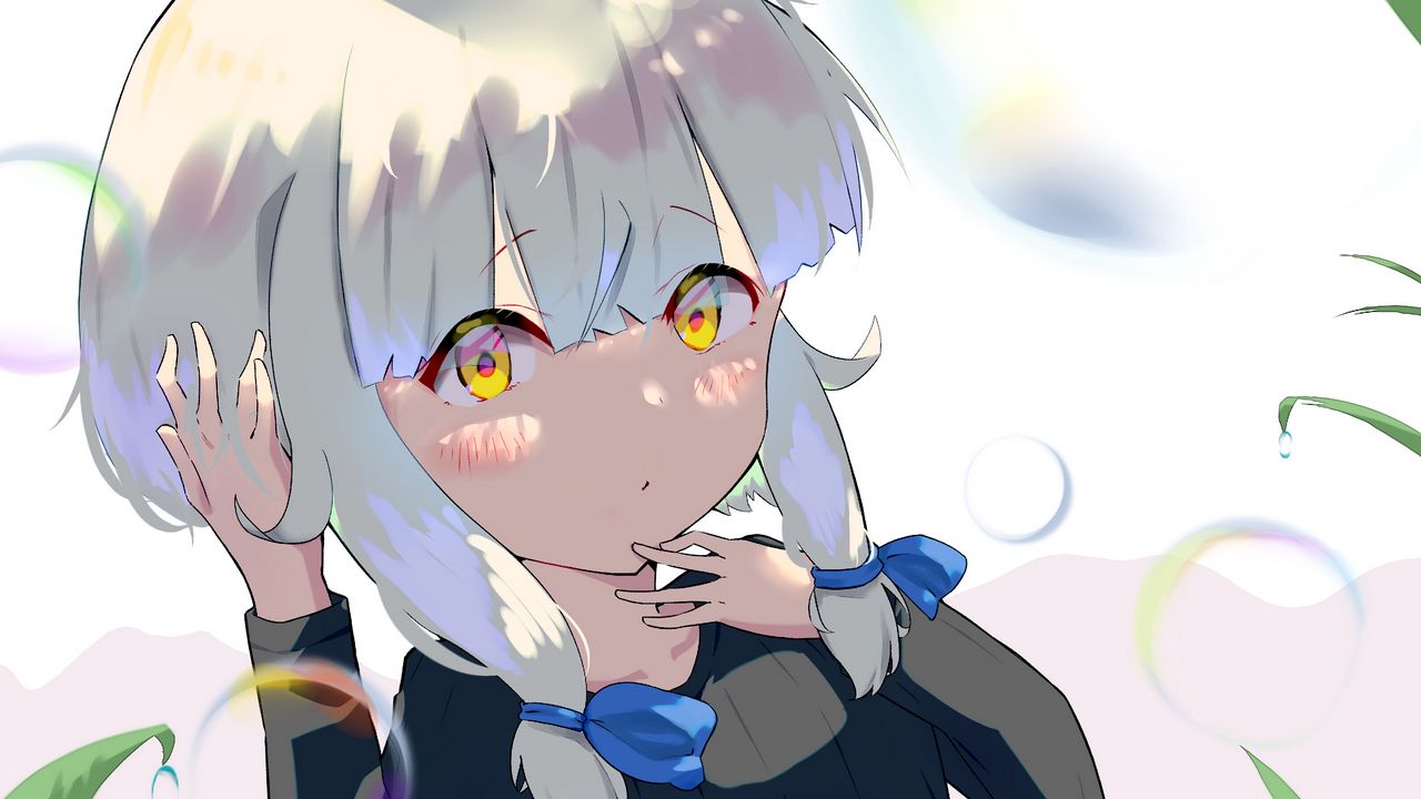 Wallpaper girl, ears, glance, cute, anime, art