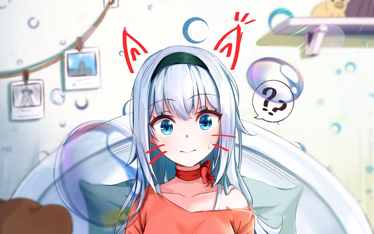 1280x800 Wallpaper girl, ears, glance, anime, art, funny