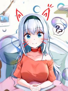 Preview wallpaper girl, ears, glance, anime, art, funny