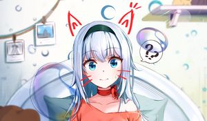 Preview wallpaper girl, ears, glance, anime, art, funny