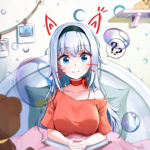 Preview wallpaper girl, ears, glance, anime, art, funny