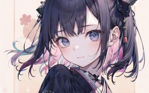 Preview wallpaper girl, ears, hairpins, kimono, anime