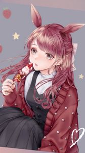 Preview wallpaper girl, ears, hare, dessert, anime