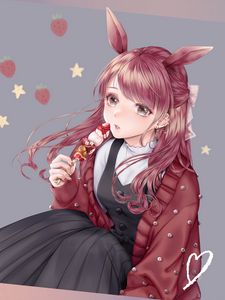 Preview wallpaper girl, ears, hare, dessert, anime