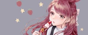 Preview wallpaper girl, ears, hare, dessert, anime