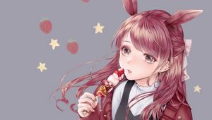 Preview wallpaper girl, ears, hare, dessert, anime