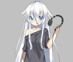 Preview wallpaper girl, ears, headphones, music, anime