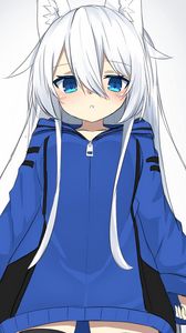 Preview wallpaper girl, ears, jacket, anime, art