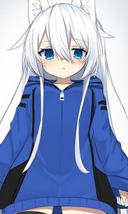 Preview wallpaper girl, ears, jacket, anime, art