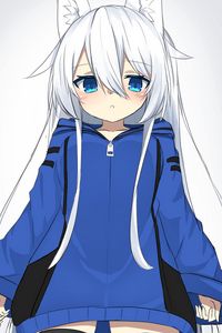 Preview wallpaper girl, ears, jacket, anime, art