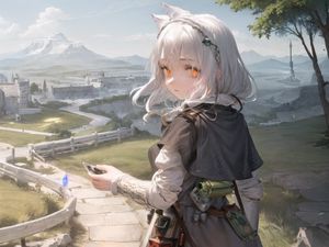 Preview wallpaper girl, ears, journey, trail, anime, art