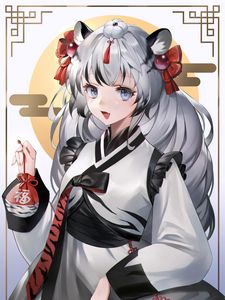 Preview wallpaper girl, ears, kimono, anime
