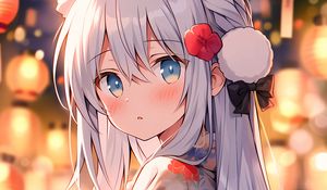 Preview wallpaper girl, ears, kimono, bow, anime