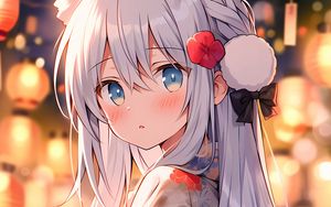 Preview wallpaper girl, ears, kimono, bow, anime