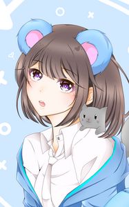 Preview wallpaper girl, ears, kitten, anime