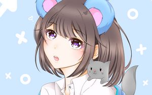 Preview wallpaper girl, ears, kitten, anime