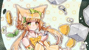 Preview wallpaper girl, ears, lemonade, ice, anime, art