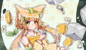 Preview wallpaper girl, ears, lemonade, ice, anime, art