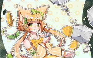 Preview wallpaper girl, ears, lemonade, ice, anime, art