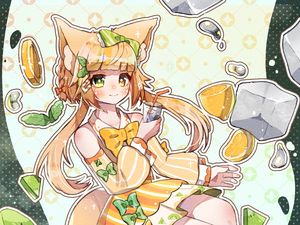 Preview wallpaper girl, ears, lemonade, ice, anime, art