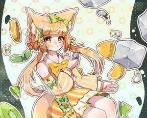 Preview wallpaper girl, ears, lemonade, ice, anime, art