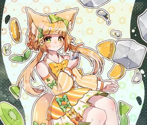 Preview wallpaper girl, ears, lemonade, ice, anime, art