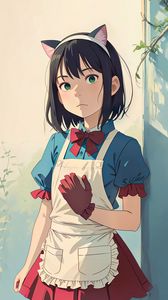 Preview wallpaper girl, ears, maid, glove, anime