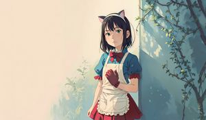 Preview wallpaper girl, ears, maid, glove, anime