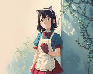 Preview wallpaper girl, ears, maid, glove, anime