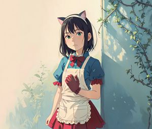 Preview wallpaper girl, ears, maid, glove, anime