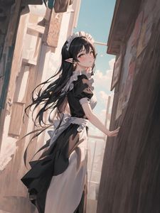 Preview wallpaper girl, ears, maid, art, anime