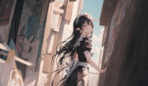 Preview wallpaper girl, ears, maid, art, anime