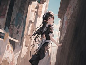 Preview wallpaper girl, ears, maid, art, anime