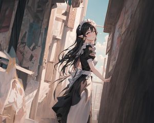 Preview wallpaper girl, ears, maid, art, anime