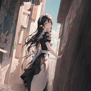 Preview wallpaper girl, ears, maid, art, anime