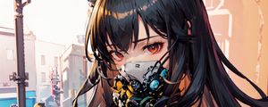 Preview wallpaper girl, ears, mask, mechanisms, anime, art