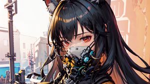 Preview wallpaper girl, ears, mask, mechanisms, anime, art