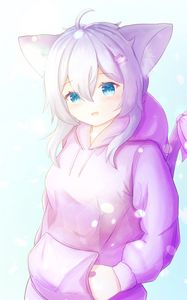 Preview wallpaper girl, ears, neko, anime, art, purple