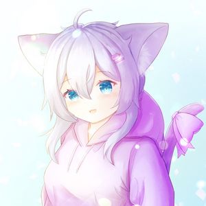 Preview wallpaper girl, ears, neko, anime, art, purple