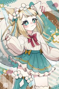 Preview wallpaper girl, ears, neko, anime, art, cartoon, cute