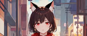 Preview wallpaper girl, ears, neko, scarf, anime