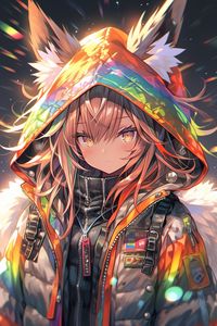 Preview wallpaper girl, ears, neko, jacket, anime
