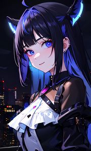 Preview wallpaper girl, ears, piercing, blue, anime