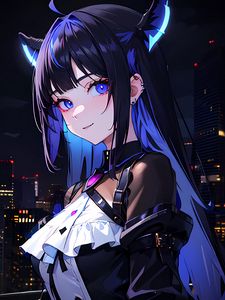 Preview wallpaper girl, ears, piercing, blue, anime