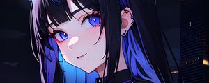 Preview wallpaper girl, ears, piercing, blue, anime