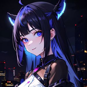 Preview wallpaper girl, ears, piercing, blue, anime